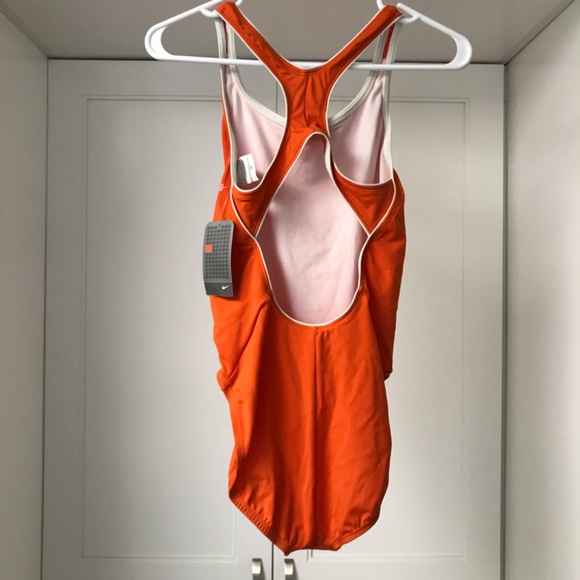 Nike Girls / Young Women’s Swimsuit Bathing Suit Size 16 Orange One Piece NWT - Picture 3 of 5